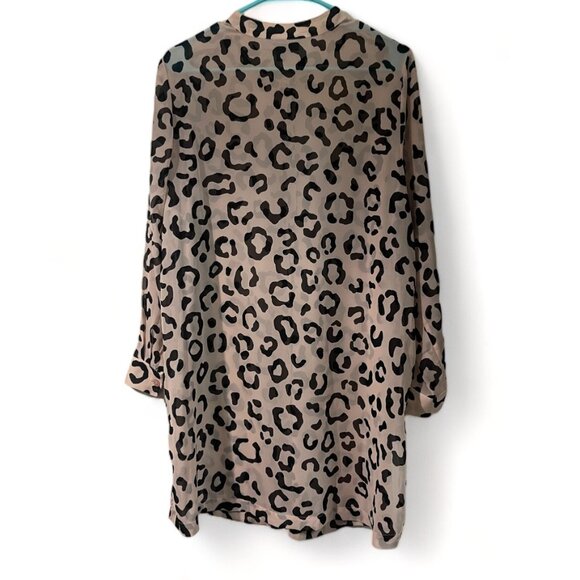 Jessica London Womens Leopard Print Button-Down Tunic Blouse Size 18W - Picture 2 of 15